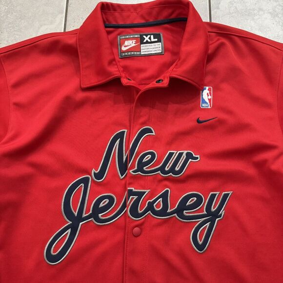 Nike NBA New Jersey Nets XL Oversize Red Warm-Up Jacket Shooting Shirt Fits 3XL - Picture 2 of 11
